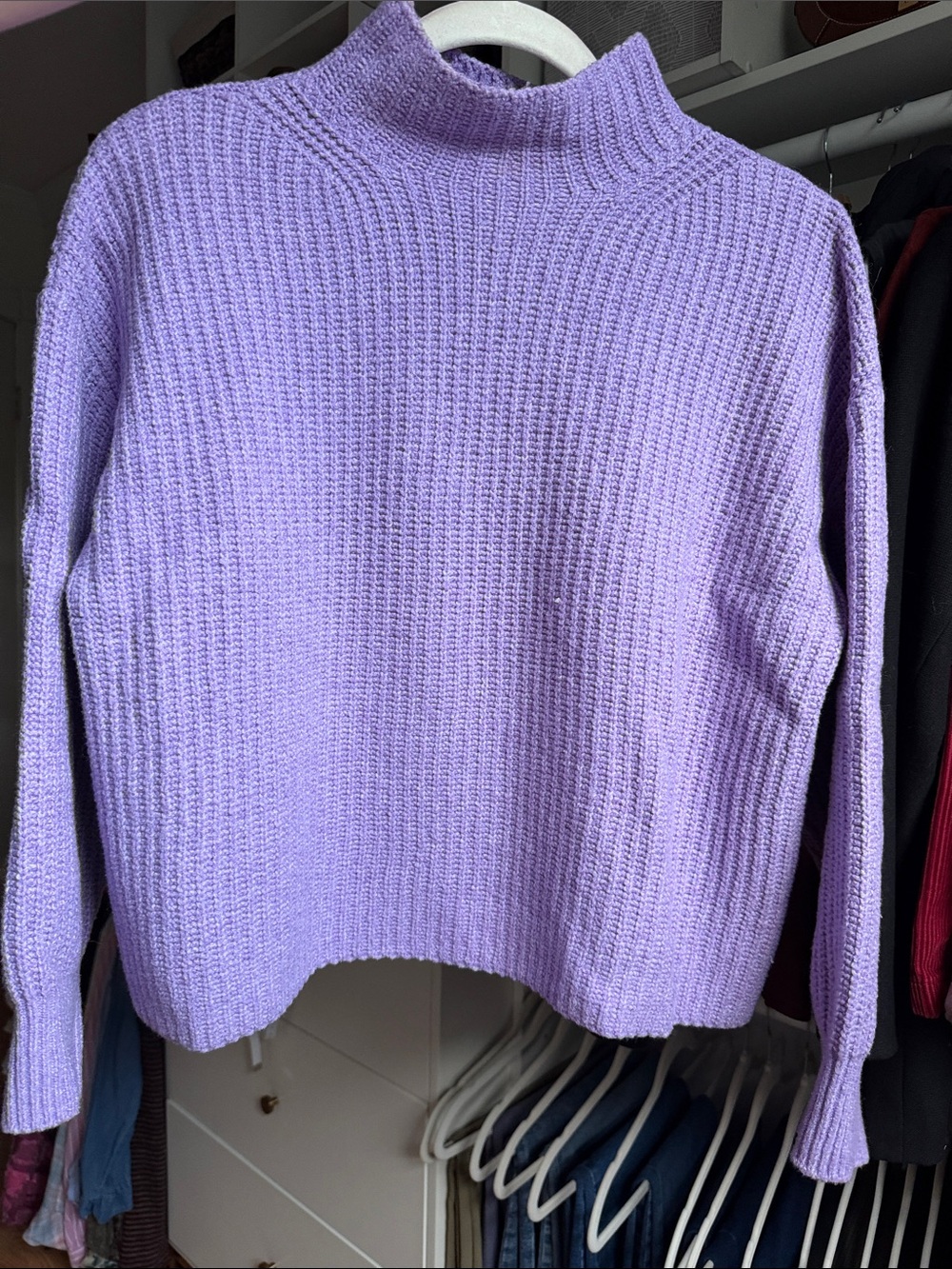 Cozy Lavender Mock Neck Sweater